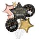 New Year Celebration 2024 Star Foil Balloon Bouquet, 5pc